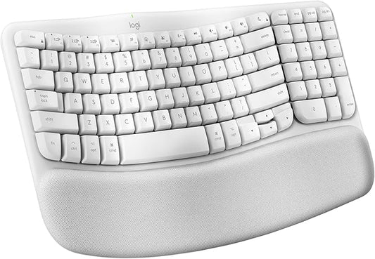 Logitech Wave Keys for Mac, Wireless Ergonomic Keyboard with Cushioned Palm Rest, Comfortable Natural Typing, Bluetooth Keyboard, Easy - Switch, Optimized for Mac, Apple, iPad - Off White | Keyboards - TrueDesk