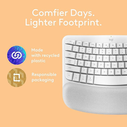Logitech Wave Keys for Mac, Wireless Ergonomic Keyboard with Cushioned Palm Rest, Comfortable Natural Typing, Bluetooth Keyboard, Easy - Switch, Optimized for Mac, Apple, iPad - Off White | Keyboards - TrueDesk