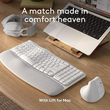 Logitech Wave Keys for Mac, Wireless Ergonomic Keyboard with Cushioned Palm Rest, Comfortable Natural Typing, Bluetooth Keyboard, Easy - Switch, Optimized for Mac, Apple, iPad - Off White | Keyboards - TrueDesk