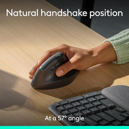 Logitech Wave Keys & Lift Vertical Mouse - Ergonomic Wireless Keyboard and Mouse Combo - with Cushioned Palm Rest, Easy - Switch, Bluetooth, for Multi - OS, Windows/Mac - Graphite | Keyboard Mouse Combos - TrueDesk