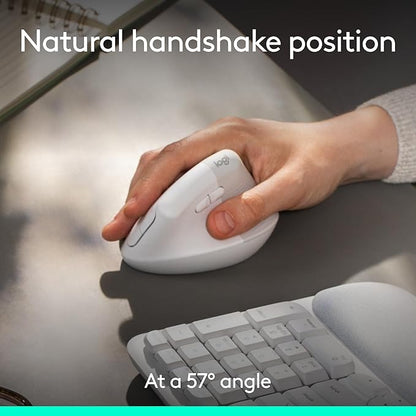 Logitech Wave Keys & Lift Vertical Mouse - Ergonomic Wireless Keyboard and Mouse Combo - with Cushioned Palm Rest, Easy - Switch, Bluetooth, for Multi - OS, Windows/Mac - Off - White | Keyboard Mouse Combos - TrueDesk