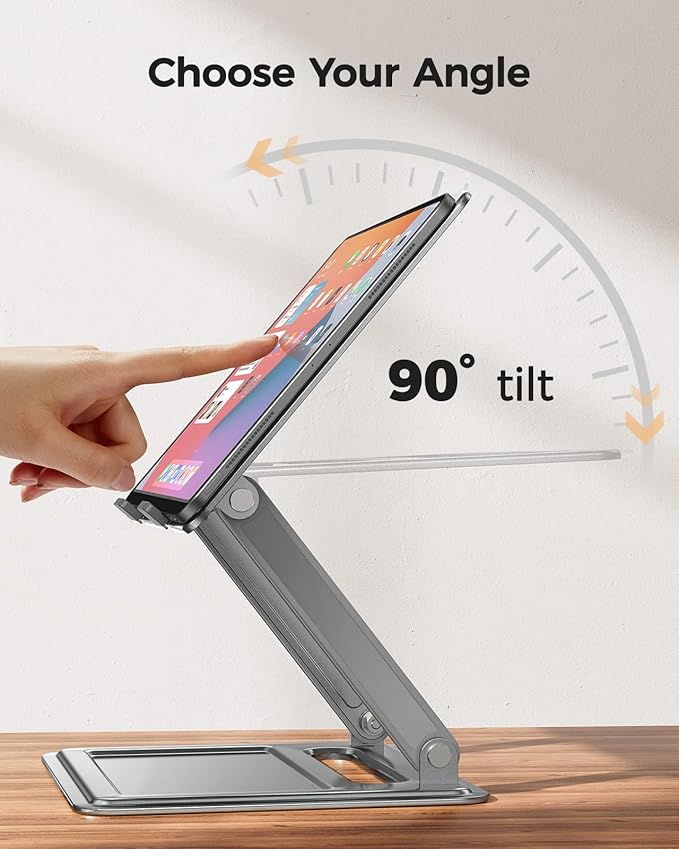 LORYERGO Adjustable Laptop Stand, Portable for 17.3inch Laptops, Holds Up to 17.6lbs, Ergonomic Posture & Heat Dissipation - Gray | Stands - TrueDesk