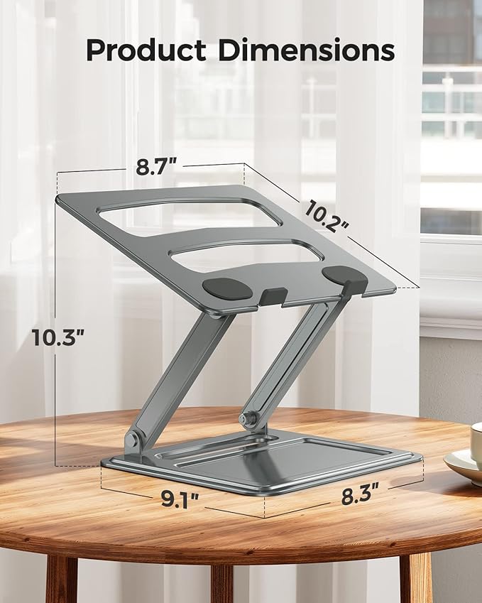 LORYERGO Adjustable Laptop Stand, Portable for 17.3inch Laptops, Holds Up to 17.6lbs, Ergonomic Posture & Heat Dissipation - Gray | Stands - TrueDesk