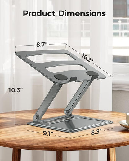 LORYERGO Adjustable Laptop Stand, Portable for 17.3inch Laptops, Holds Up to 17.6lbs, Ergonomic Posture & Heat Dissipation - Gray | Stands - TrueDesk