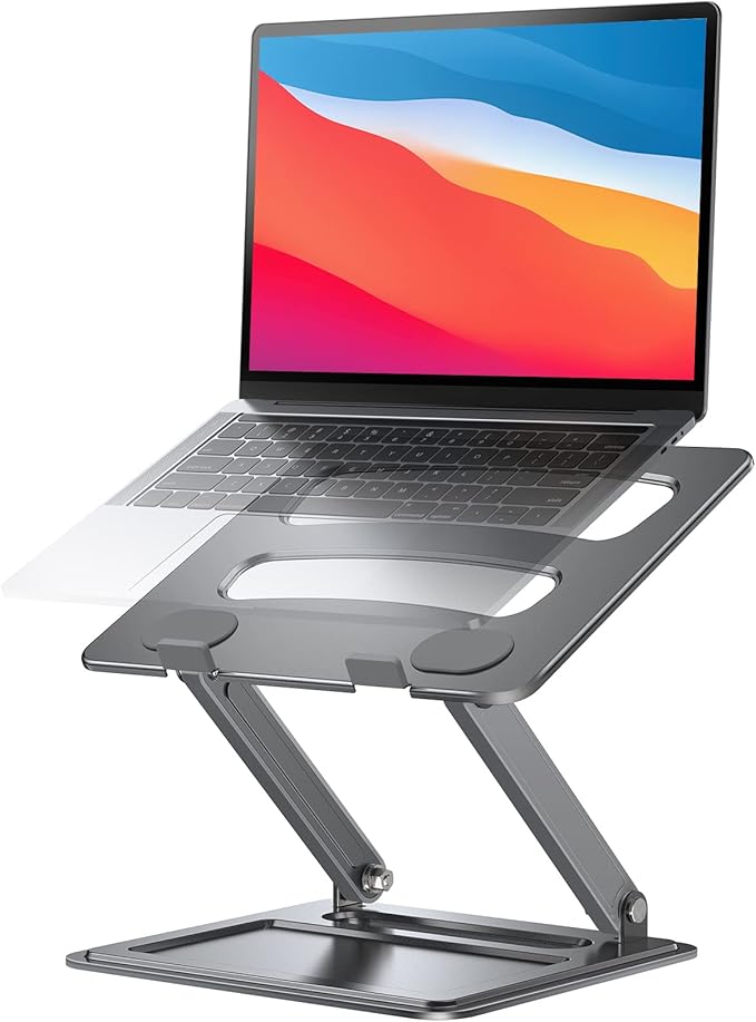LORYERGO Adjustable Laptop Stand, Portable for 17.3inch Laptops, Holds Up to 17.6lbs, Ergonomic Posture & Heat Dissipation - Gray | Stands - TrueDesk