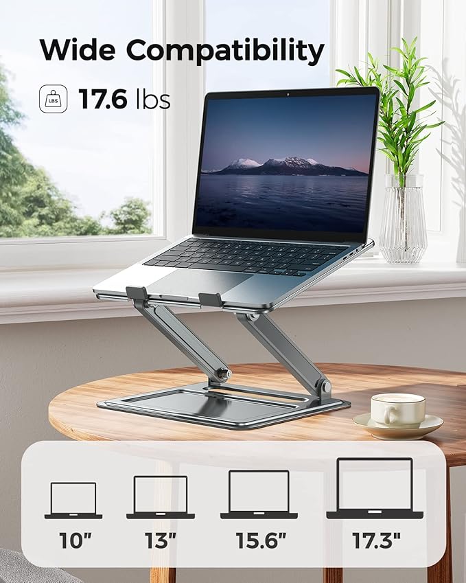 LORYERGO Adjustable Laptop Stand, Portable for 17.3inch Laptops, Holds Up to 17.6lbs, Ergonomic Posture & Heat Dissipation - Gray | Stands - TrueDesk