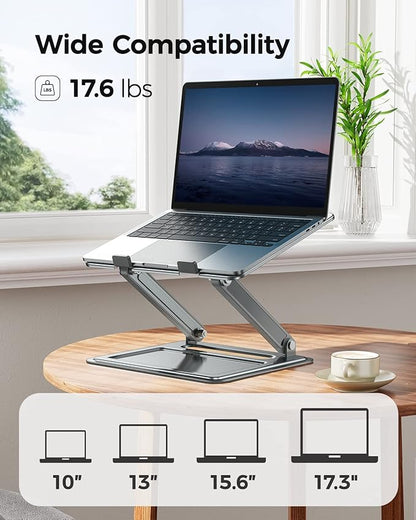 LORYERGO Adjustable Laptop Stand, Portable for 17.3inch Laptops, Holds Up to 17.6lbs, Ergonomic Posture & Heat Dissipation - Gray | Stands - TrueDesk