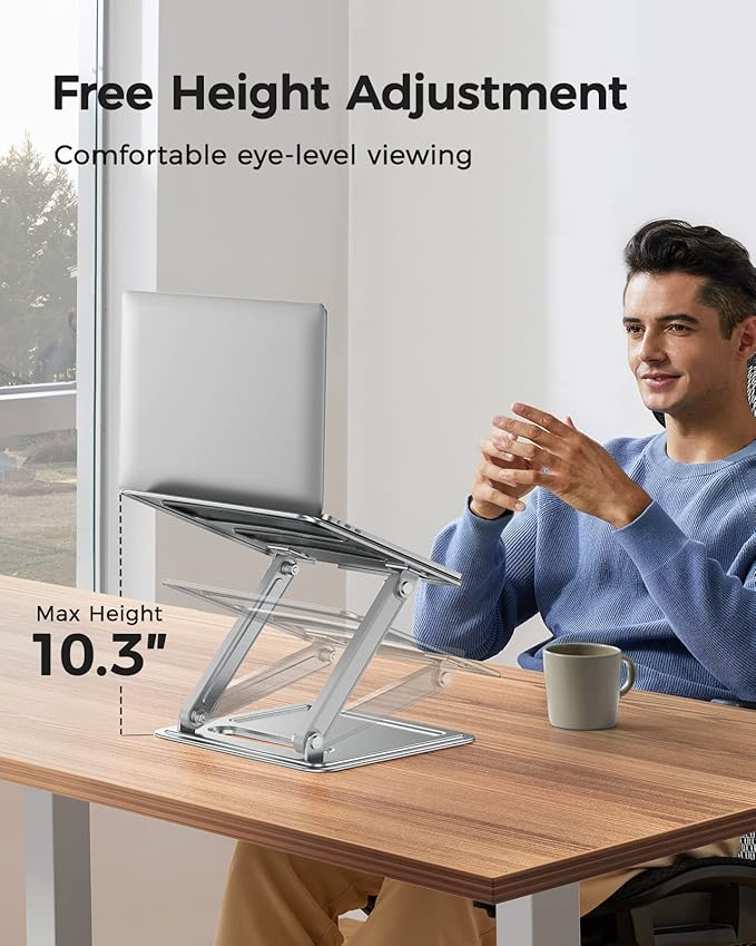 LORYERGO Adjustable Laptop Stand, Portable for 17.3inch Laptops, Holds Up to 17.6lbs, Ergonomic Posture & Heat Dissipation | Stands - TrueDesk