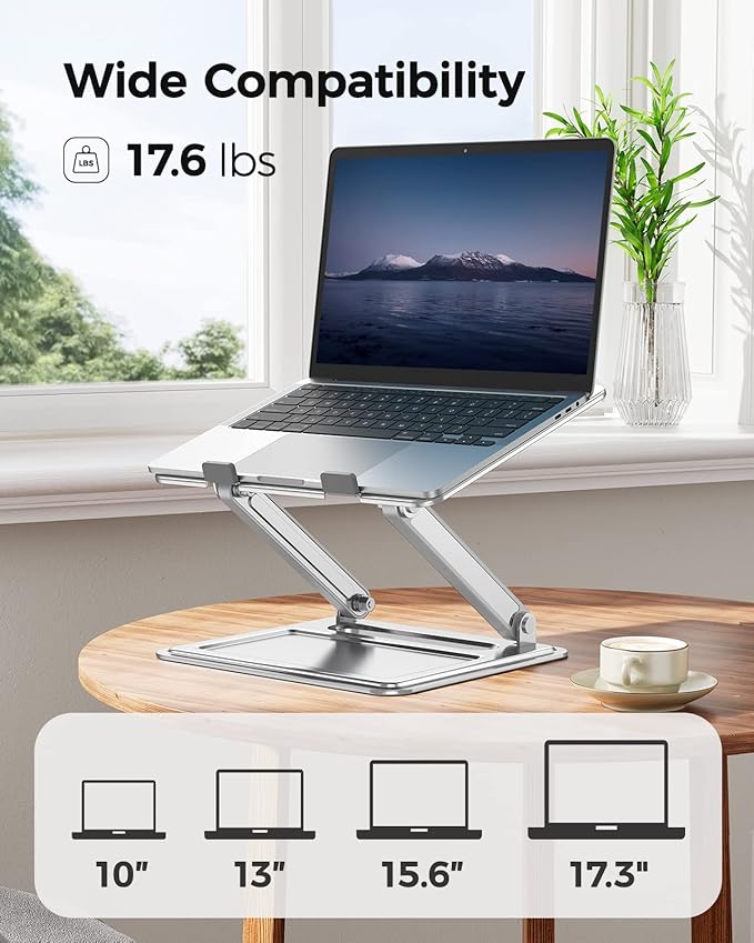 LORYERGO Adjustable Laptop Stand, Portable for 17.3inch Laptops, Holds Up to 17.6lbs, Ergonomic Posture & Heat Dissipation | Stands - TrueDesk