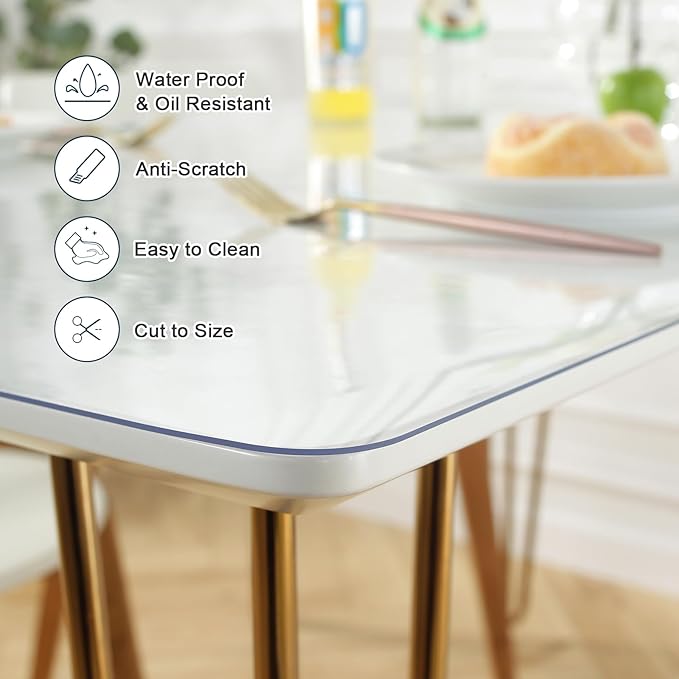 LovePads Clear Desk Mat 16 x 60 Inch, 1.5mm Thick Clear Table Protector, Waterproof Plastic Table Cover Protector, PVC Desk Protector Mat, Vinyl Desk Cover for Desktop, Coffee & Dining Table | Table Pads - TrueDesk