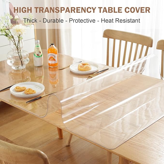 LovePads Clear Table Cover Protector, 38 x 66 Inch 2mm Thick Plastic Table Cover, Table Protector for Dining Room Table, Waterproof Dresser Cover Top for Kitchen, Coffee, Writing Desk | Table Pads - TrueDesk