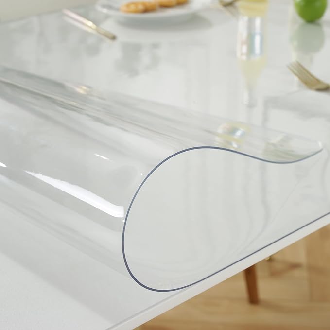 LovePads Clear Table Cover Protector 42 x 78 Inch, 1.5mm Thick Plastic Table Cover, Table Protector for Dining Room Table, Waterproof Vinyl Tablecloth Table Pad Mat for Kitchen, Dresser, Writing Desk | Table Pads - TrueDesk