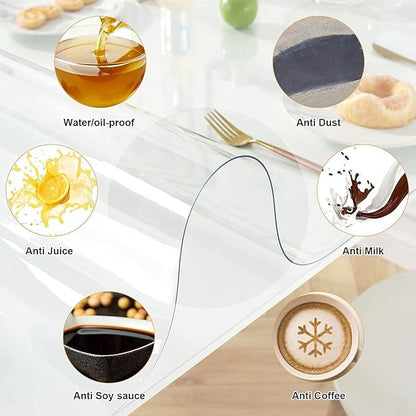 LovePads Clear Table Cover Protector 44 x 60 Inch, 1.5mm Thick Plastic Table Cover, Table Protector for Dining Room Table, Waterproof Vinyl Tablecloth Table Pad Mat for Kitchen, Dresser, Writing Desk | Table Pads - TrueDesk