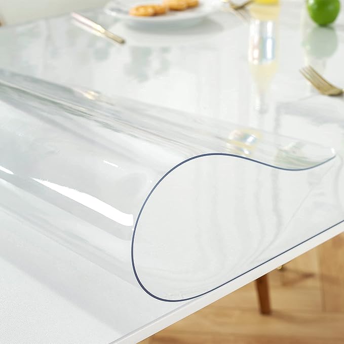 LovePads Clear Table Cover Protector 44 x 60 Inch, 1.5mm Thick Plastic Table Cover, Table Protector for Dining Room Table, Waterproof Vinyl Tablecloth Table Pad Mat for Kitchen, Dresser, Writing Desk | Table Pads - TrueDesk