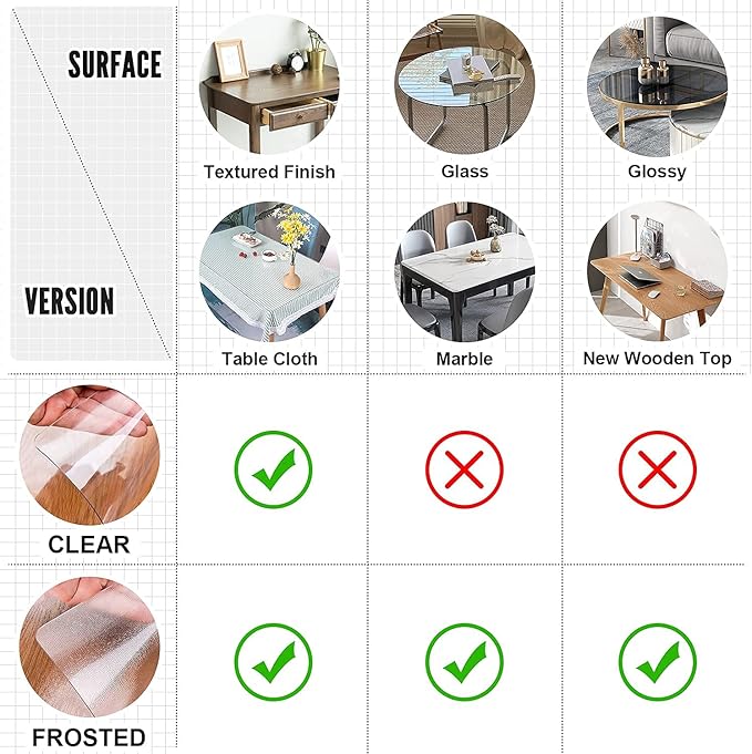 LovePads Clear Table Cover Protector 44 x 60 Inch, 1.5mm Thick Plastic Table Cover, Table Protector for Dining Room Table, Waterproof Vinyl Tablecloth Table Pad Mat for Kitchen, Dresser, Writing Desk | Table Pads - TrueDesk