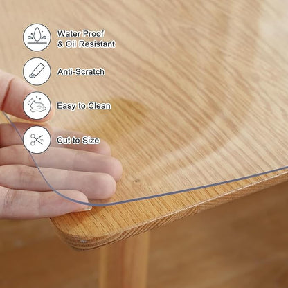 LovePads Clear Table Cover Protector, 46 x 72 Inch 2mm Thick Plastic Table Cover, Table Protector for Dining Room Table, Waterproof Dresser Cover Top for Kitchen, Coffee, Writing Desk | Table Pads - TrueDesk