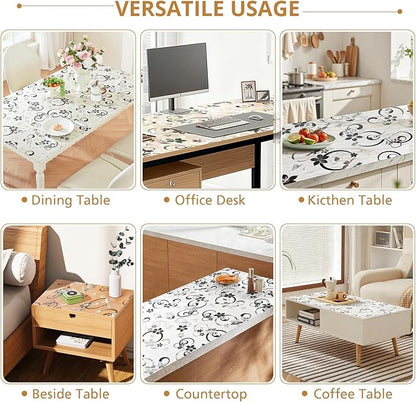 LovePads Floral Clear Table Cover Protector - 30 x 60 Inch Thick Plastic Table Cloth, Waterproof PVC Desk Mat for Dining Room Table, Wood Furniture Topper, Anti - Scratch Desk Pad for Kids Writing, | Table Pads - TrueDesk