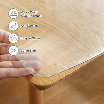 LovePads Frosted Table Cover Protector 36 x 66 Inch, 1.5mm Thick Plastic Table Cover, Table Protector for Dining Room Table, Waterproof Vinyl Tablecloth Table Pad Mat for Kitchen, Writing Desk | Table Pads - TrueDesk