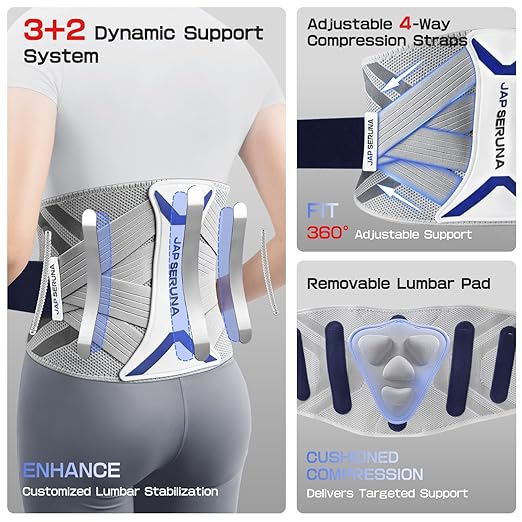 Lower Back Brace for Pain Relief & Posture Correction - Bionic Y - Back Support System with Adjustable 3D Knit Belt, Breathable Lumbar Pad - Medical Grade for Herniated Disc, Sciatica, Scoliosis, Arthritis | Back Braces - TrueDesk