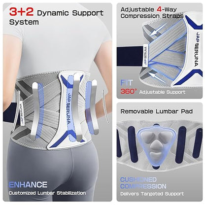 Lower Back Brace for Pain Relief & Posture Correction - Bionic Y - Back Support System with Adjustable 3D Knit Belt, Breathable Lumbar Pad - Medical Grade for Herniated Disc, Sciatica, Scoliosis, Arthritis | Back Braces - TrueDesk