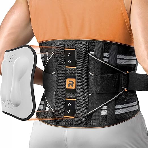 Lower Back Brace for Women, Back Belt Support for Men with 8 Stays, Soft Lumbar Support with Full Protection, Orange Size S | Lumbar Supports - TrueDesk