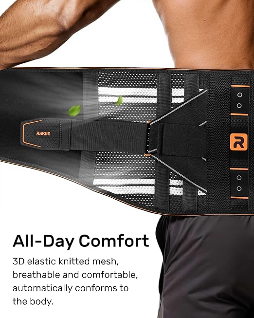 Lower Back Brace for Women, Back Belt Support for Men with 8 Stays, Soft Lumbar Support with Full Protection, Orange Size XXL | Lumbar Supports - TrueDesk