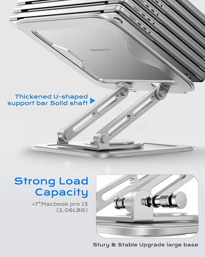 LOXP Adjustable Laptop Stand, Computer Stand with 360 Rotating Base, Ergonomic Laptop Riser Mount for Desk Foldable Protable Computer Desk Fits with MacBook Pro Air (10 - 16") - White | Stands - TrueDesk