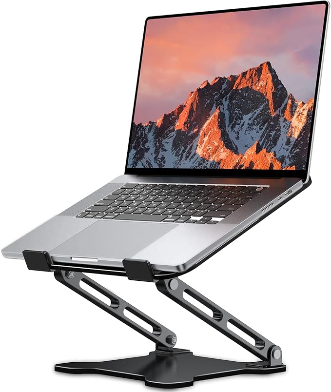 LOXP Adjustable Laptop Stand for Desk, Metal Foldable Laptop Riser, Ventilated Cooling Lectern, Ergonominc Computer Notebook Stand for Desk Compatible with 10 - 15.6“ Laptops | Stands - TrueDesk