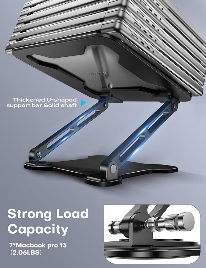 LOXP Adjustable Laptop Stand for Desk, Metal Foldable Laptop Riser, Ventilated Cooling Lectern, Ergonominc Computer Notebook Stand for Desk Compatible with 10 - 15.6“ Laptops | Stands - TrueDesk