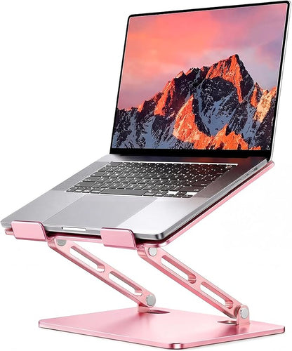 LOXP Adjustable Laptop Stand, Portable Laptop Riser, Aluminum Laptop Stand for Desk Foldable, Ergonomic Computer Notebook Holder for Desk, Office Desk Accessories (10 - 15.6'') - Pink | Stands - TrueDesk
