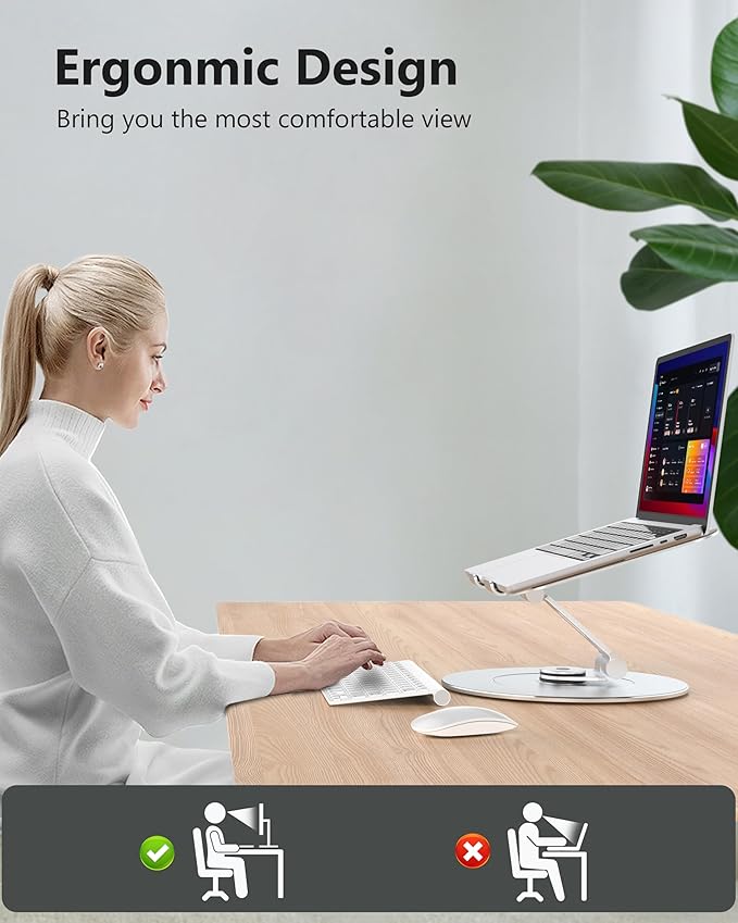 LOXP Laptop Stand with Phone Holder, Adjustable Laptop Stand, Aluminum Computer Mount Holder, Ergonomics Laptop Riser for Desk, Lectern Stand Fits MacBook, up to 17.3" All Notebooks Silver | Stands - TrueDesk