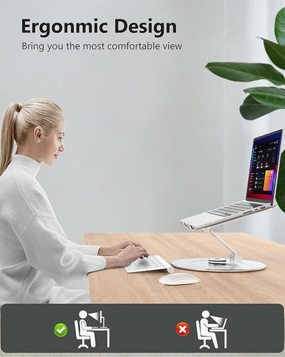 LOXP Laptop Stand with Phone Holder, Adjustable Laptop Stand, Aluminum Computer Mount Holder, Ergonomics Laptop Riser for Desk, Lectern Stand Fits MacBook, up to 17.3" All Notebooks Silver | Stands - TrueDesk