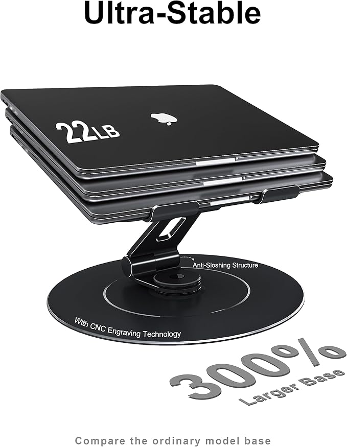LOXP Ultra - Stable Laptop Stand for Desk with Larger Base, Desktop Organizer, Military - Grade Aluminum Anti - Loosening Structure - Height Adjustable Lectern Stand Suitable for 10 - 17.3 inch | Stands - TrueDesk