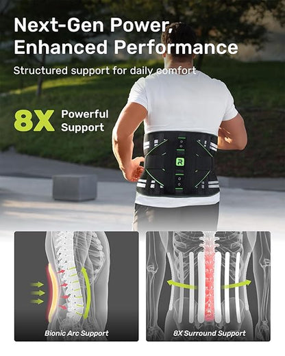 Lumbar Back Brace with Removable 3D Pad, Adjustable Lower Back Pain Relief Support for Men and Women, Comfortable Back Support Belt Ideal for Lower Back Pain, Sciatica, Green Size XL | Lumbar Supports - TrueDesk