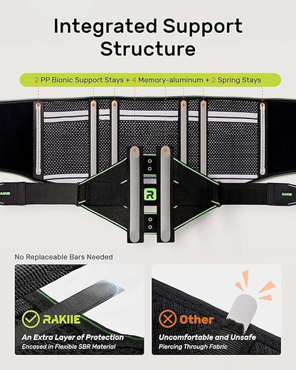 Lumbar Back Brace with Removable 3D Pad, Adjustable Lower Back Pain Relief Support for Men and Women, Comfortable Back Support Belt Ideal for Lower Back Pain, Sciatica, Green Size XL | Lumbar Supports - TrueDesk
