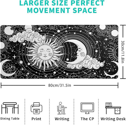 Magic Astrology Extended Big Mouse Pad Large, Gaming Mouse Pad Desk Pad,31.5x11.8 Inch Long Computer Keyboard Mouse Mat Black Mousepad with 3mm Non - Slip Base and Stitched Edge for Gaming and Office | Mouse Pads - TrueDesk