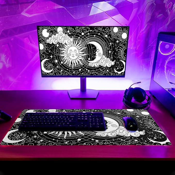 Magic Astrology Extended Big Mouse Pad Large, Gaming Mouse Pad Desk Pad,31.5x11.8 Inch Long Computer Keyboard Mouse Mat Black Mousepad with 3mm Non - Slip Base and Stitched Edge for Gaming and Office | Mouse Pads - TrueDesk