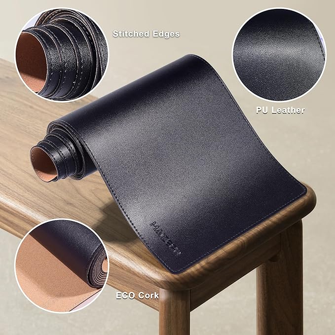MAIDERN 39.4” x 7.9” Narrow Table Cover, Reversible Leather & Cork Console Table Mat, Long Slim Table Protector for Sofa Table, Entryway, Sideboard, Hallway, or Buffet Table (Black) | Tablecloths - TrueDesk