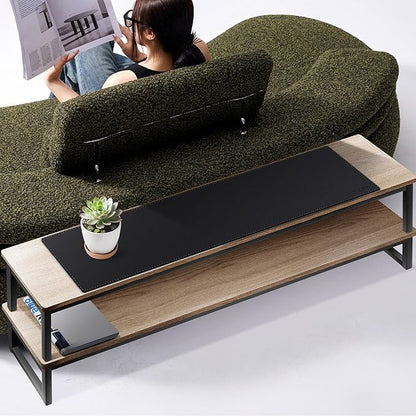 MAIDERN 39.4” x 7.9” Narrow Table Cover, Reversible Leather & Cork Console Table Mat, Long Slim Table Protector for Sofa Table, Entryway, Sideboard, Hallway, or Buffet Table (Black) | Tablecloths - TrueDesk