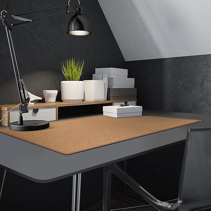 MAIDERN 40" x 16" Cork & Leather Desk Pad, Large XXL Mat, Full Mouse Pad, Reversible Protector for Gaming Home Office (Brown) | Desk Pads Blotters - TrueDesk