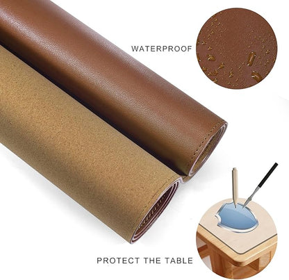 MAIDERN 40" x 16" Cork & Leather Desk Pad, Large XXL Mat, Full Mouse Pad, Reversible Protector for Gaming Home Office (Brown) | Desk Pads Blotters - TrueDesk