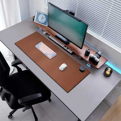 MAIDERN 40" x 16" Cork & Leather Desk Pad, Large XXL Mat, Full Mouse Pad, Reversible Protector for Gaming Home Office (Brown) | Desk Pads Blotters - TrueDesk