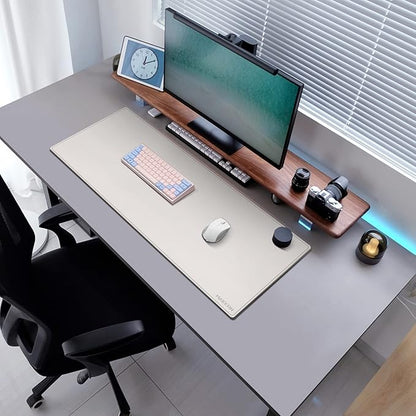 MAIDERN 40" x 16" Reversible XXL Cork & Leather Desk Pad, Full Desk Mat Protector for Gaming Home Office (Cream) | Desk Pads Blotters - TrueDesk