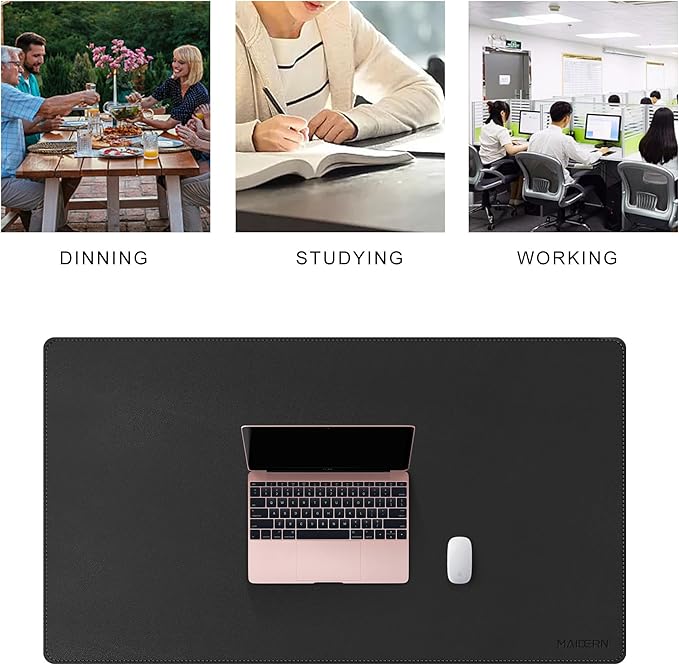 MAIDERN 40” x 24” Leather Desk Mat XL, Large Desk Pad, Reversible Cork & Leather Large Mouse pad for Desk, Waterproof Computer Desk Mat for Gaming Home Office (Black) … | Desk Pads Blotters - TrueDesk