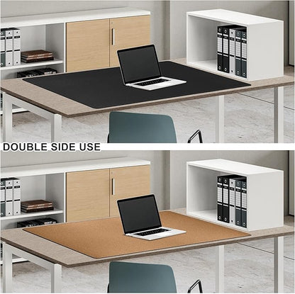 MAIDERN 40” x 24” Leather Desk Mat XL, Large Desk Pad, Reversible Cork & Leather Large Mouse pad for Desk, Waterproof Computer Desk Mat for Gaming Home Office (Black) … | Desk Pads Blotters - TrueDesk