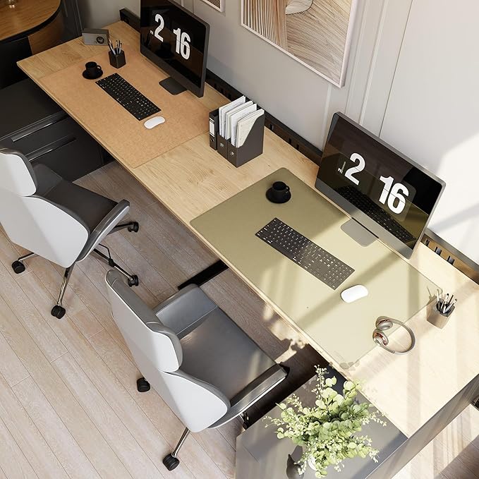 MAIDERN 40” x 24” Leather Desk Mat XL, Large Desk Pad, Reversible Cork & Leather Large Mouse pad for Desk, Waterproof Computer Desk Mat for Gaming Home Office (Golden) | Desk Pads Blotters - TrueDesk