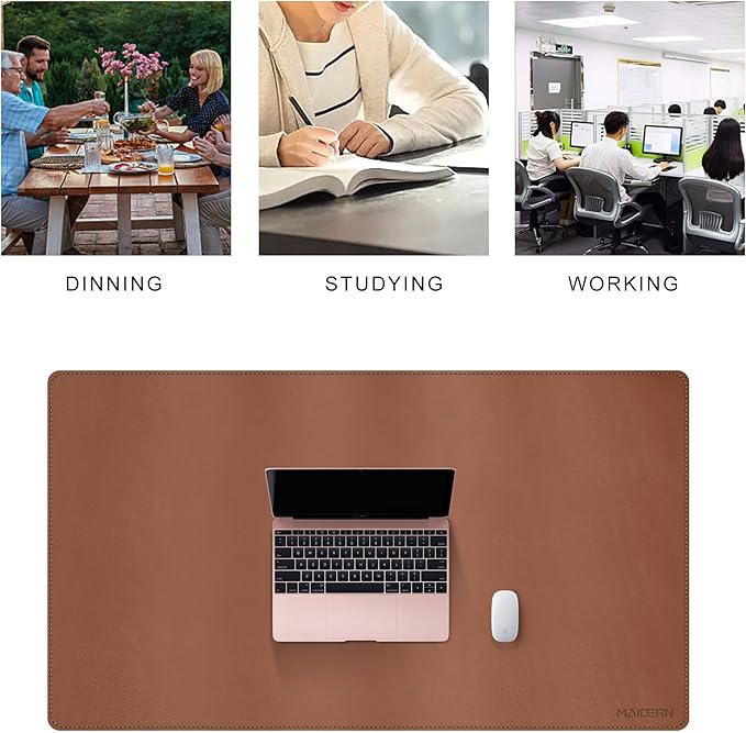 MAIDERN 40” x 24” Leather Desk Pad, Reversible Large Desk Mat, Cork & Leather Large Mouse pad for Desk, Waterproof Computer Desk Pad for Gaming Home Office (Brown) | Mouse Pads - TrueDesk