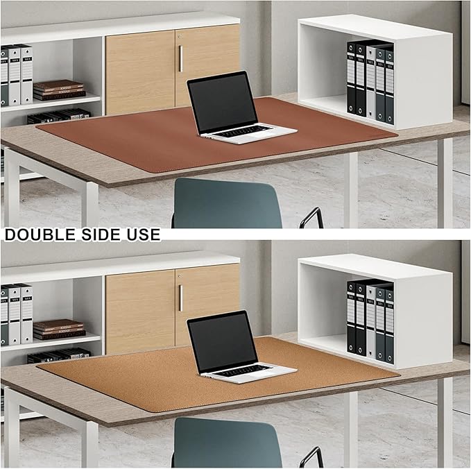 MAIDERN 40” x 24” Leather Desk Pad, Reversible Large Desk Mat, Cork & Leather Large Mouse pad for Desk, Waterproof Computer Desk Pad for Gaming Home Office (Brown) | Mouse Pads - TrueDesk