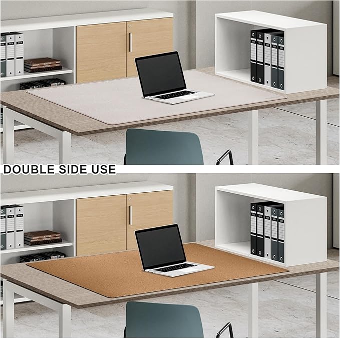 MAIDERN 40”x 24” Leather Desk Pad, Reversible Large Desk Mat, Cork & Leather Large Mouse pad for Desk, Waterproof Computer Desk Pad for Gaming Home Office (Cream) | Mouse Pads - TrueDesk