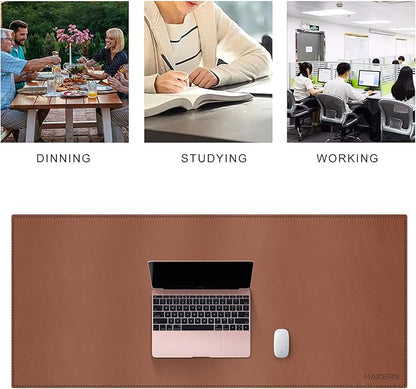 MAIDERN 43.3”x 19.6” Leather Desk Mat, Large Desk Pad, Cork & Leather Large Mouse pad for Desk, Waterproof Computer Desk Mat for Gaming Home Office (Brown) | Mouse Pads - TrueDesk